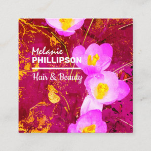 Gold Pink Moderne Haare Beauty Square Quadratische Visitenkarte