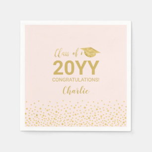 Gold & Pink Moderne Konfetti-Abschlussfeier Serviette