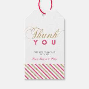 Gold & Pink   Moderne Partygeschenk-Dankeschön-Tag Geschenkanhänger