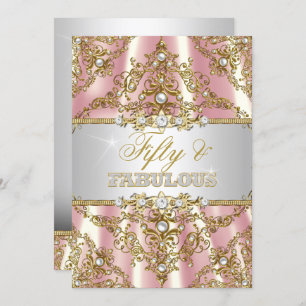 Gold Pink Pearl Damask 50 und fabelhafte Einladung