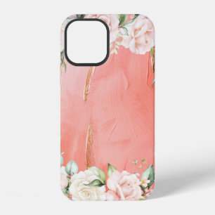 Gold Pink Pfirsich Floral Wasserfarbe Elegant iPhone 12 Hülle