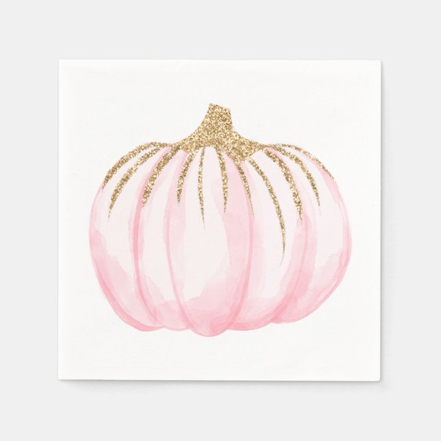 Gold Pink Pumpkin Halloween Erntedank Party Serviette (Vorderseite)
