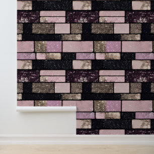 Gold Pink Sparkle Brick Muster Tapete