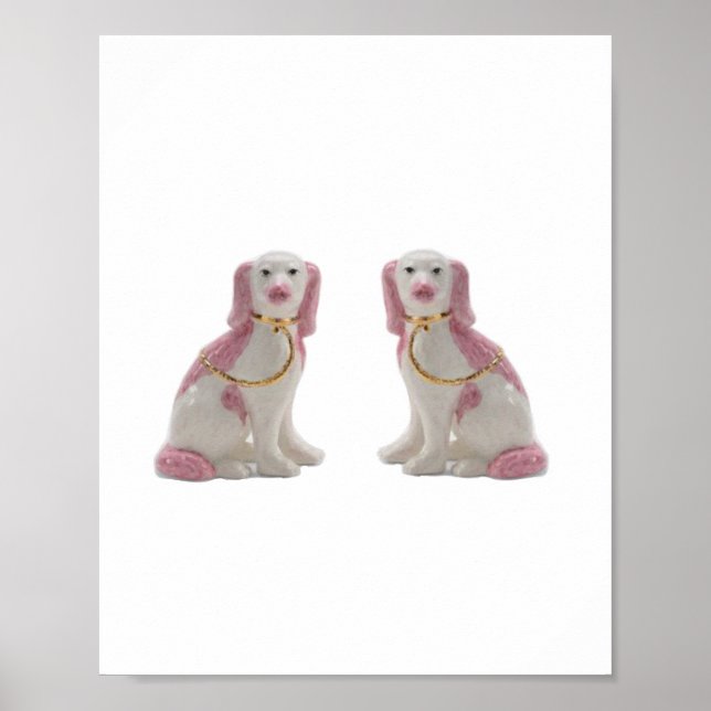 Gold Pink Staffordshire Hunde Print Art Poster (Vorne)