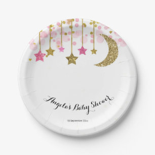 Gold Pink twinkle twinkle Baby Show Paper Plate Pappteller