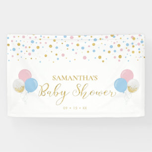 Gold-, Pink- und Blau-Geschlecht-Reveal-Baby-Showe Banner
