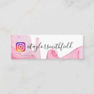 Gold Pink Watercolor Social Media Instagramm Mini Visitenkarte