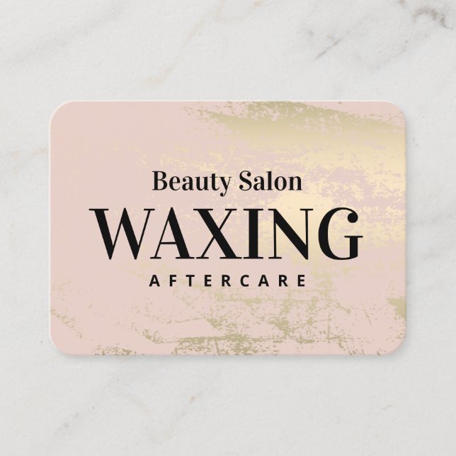 Gold Pink Waxing Aftercare Card Visitenkarte (Vorderseite)