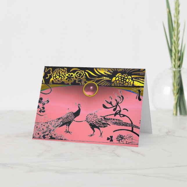 GOLD PINK WEDING LIEBE VÖGEL DANKESKARTE (Vorderseite)