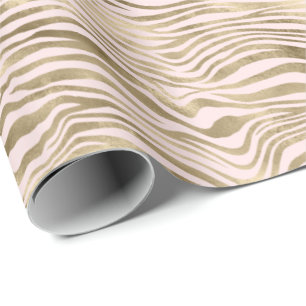 Gold Pink Zebra Print Geschenkpapier
