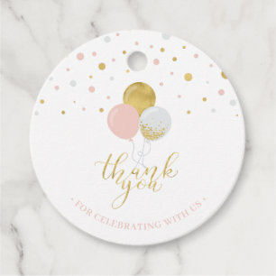 Gold & Pinkfarbene Ballons Party Danke Favor Tag Geschenkanhänger