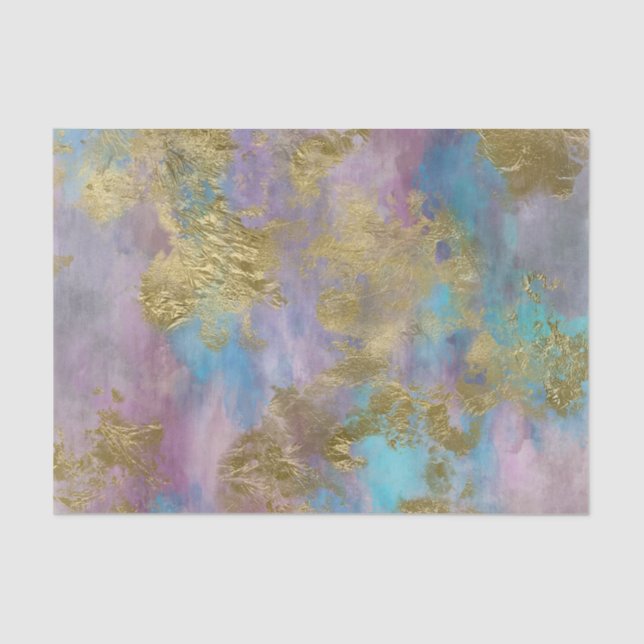 Gold, Pinks und Blues - Fine Decoupage Paper Seidenpapier (Vorderseite)