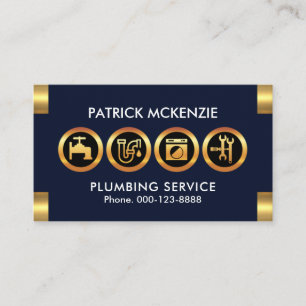 Gold Plumber Symbol Logo-Tabs Klempnerunternehmen Visitenkarte