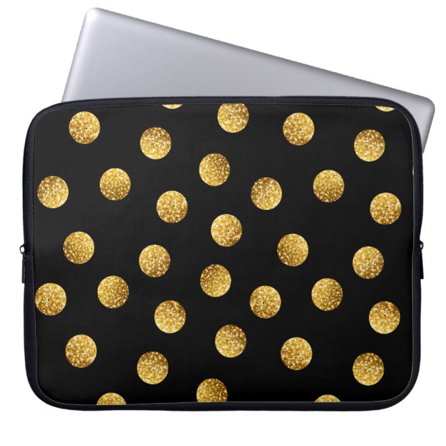 Gold Polka Dot: Nahtlos funkeln. Laptopschutzhülle (Vorderseite)