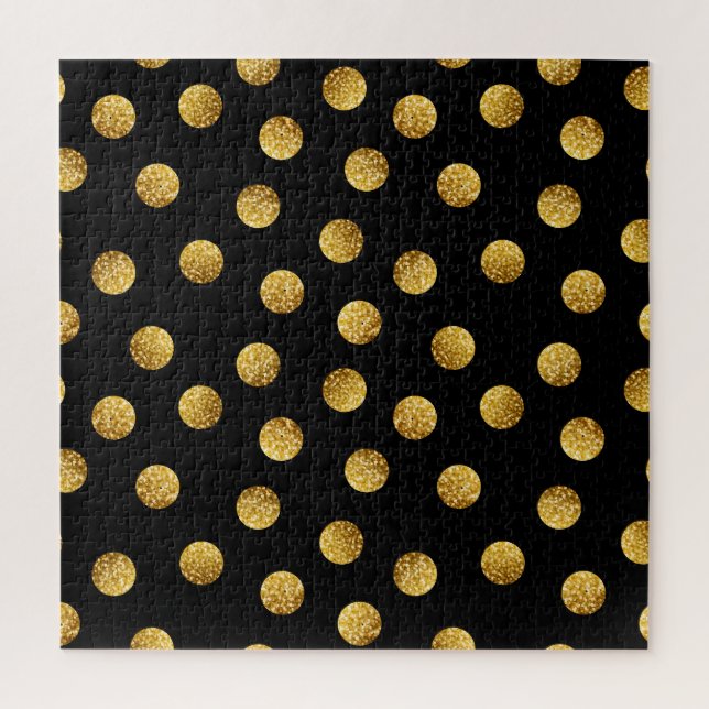 Gold Polka Dot: Nahtlos funkeln. Puzzle (Vertikal)