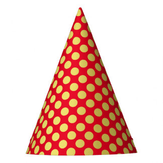 Gold Polka Dot Red Party Hat Partyhütchen