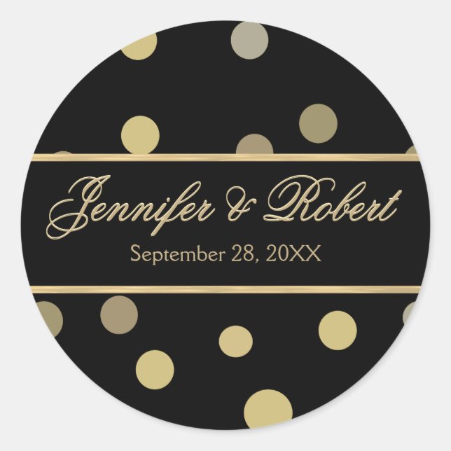 Gold Polka Dot Wedding Sticker (Vorderseite)