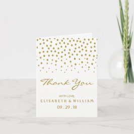 Gold Polka Dot - White & Gold - Hochzeit Dankeskarte