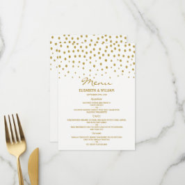 Gold Polka Dot - White & Gold - Hochzeit Menükarte