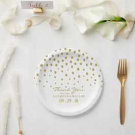 Gold Polka Dot - White & Gold - Hochzeit Pappteller