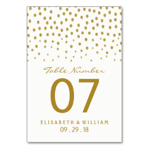 Gold Polka Dot - White & Gold - Hochzeit Tischnummer