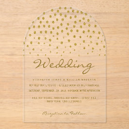Gold Polka Dot - White & Gold - Wedding Acryleinladungen