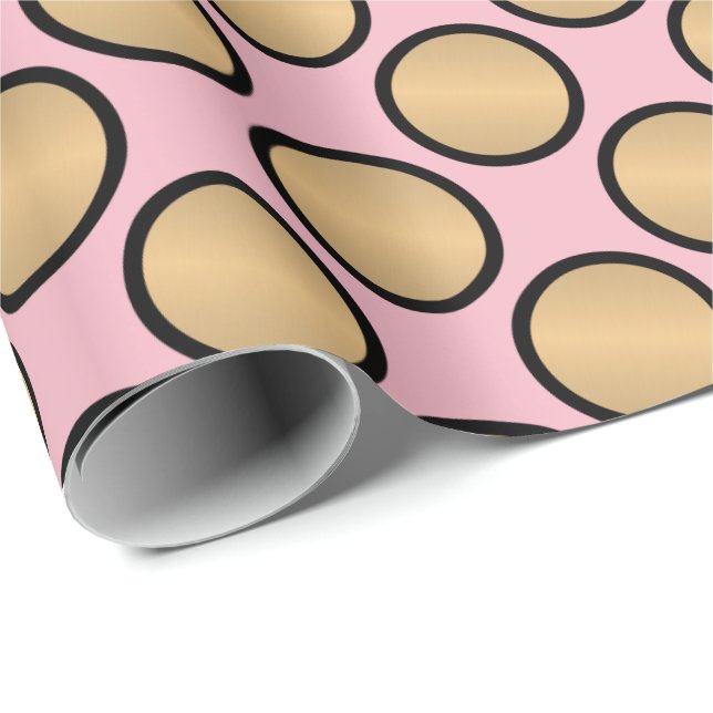 Gold Polka Dots auf Rosa Geschenkpapier (Rolleneckpunkt)