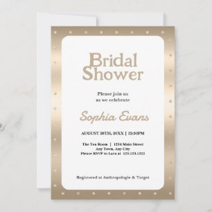 Gold Polka Dots Border Brautparty Einladung