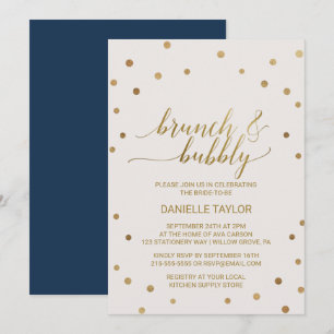 Gold Polka Dots Brunch und Bubbly Einladung