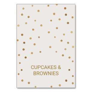 Gold Polka Dots Food Zelt Cards Tischnummer