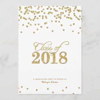 Gold Polka-dots Glitzer Class of 2018 Party Einladung