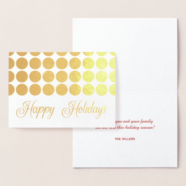 Gold Polka Dots Happy Holidays Extravagantes Scrip Folienkarte (Anzeige)