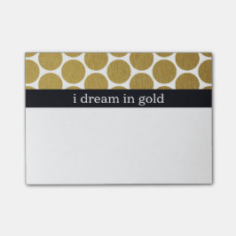 Gold Polka Dots I Dream in Gold Post-it Klebezettel