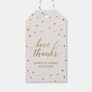 Gold Polka Dots "Liebe & Dank" Liebesmarken Geschenkanhänger