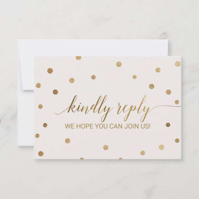 Gold Polka Dots Menü Auswahl RSVP Karte (Vorderseite)