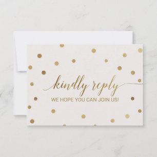 Gold Polka Dots Menü Auswahl RSVP Karte