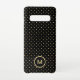 Gold Polka Dots Muster Monogram Initial Black Samsung Galaxy Hülle (Rückseite)