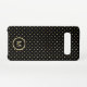 Gold Polka Dots Muster Monogram Initial Black Samsung Galaxy Hülle (Rückseite (Horizontal))