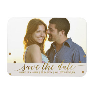 Gold Polka Dots Save the Date Foto Magnet