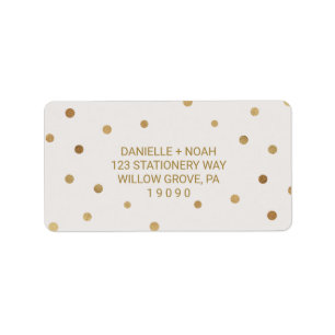 Gold Polka Dots Wedding Adressaufkleber