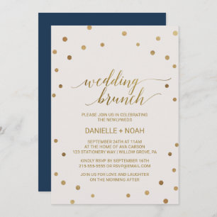 Gold Polka Dots Wedding Brunch Einladung