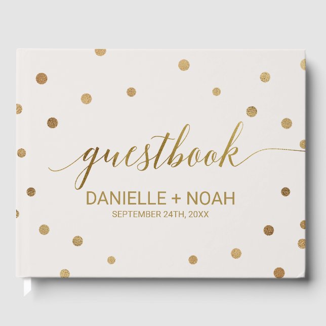 Gold Polka Dots Wedding Gästebuch (Vorderseite)