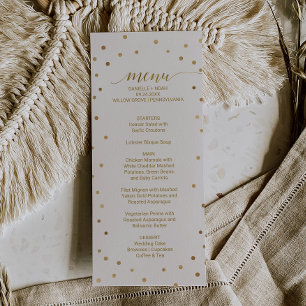 Gold Polka Dots Wedding Menu Card Menükarte