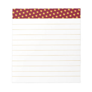 Gold Polka Punkte auf Maroon & White Notepad Notizblock