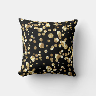 Gold Polka Punkte auf schwarzem Hintergrund . Kissen