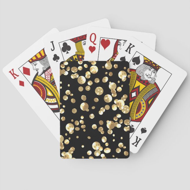 Gold Polka Punkte auf schwarzem Hintergrund . Spielkarten (Rückseite)