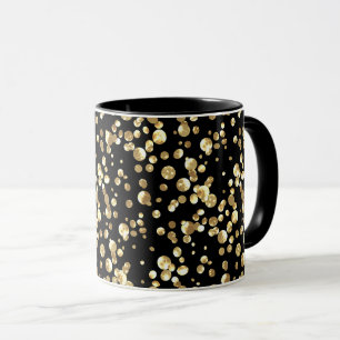 Gold Polka Punkte auf schwarzem Hintergrund . Tasse