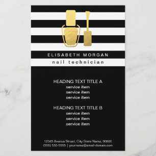 Gold polnische Flasche Nail Techniker Trendy Stric Flyer