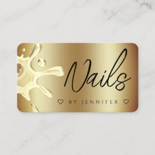 Gold Polnischer Splash Tropfen Nails QR Code Gold Visitenkarte