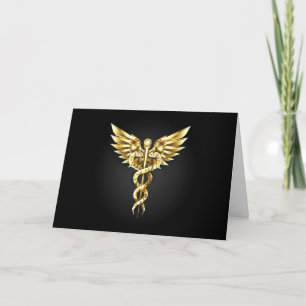 Gold Polygonal Symbol Caduceus